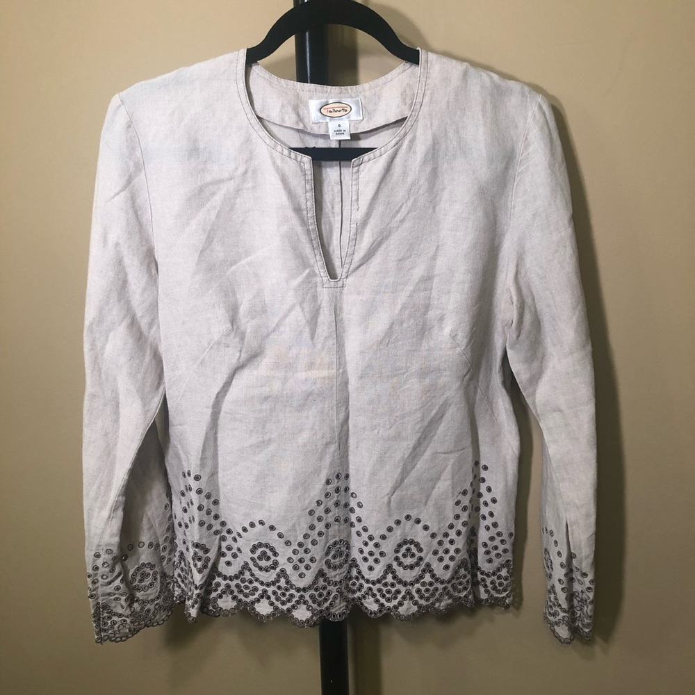 Talbots Linen Eyelet Blouse